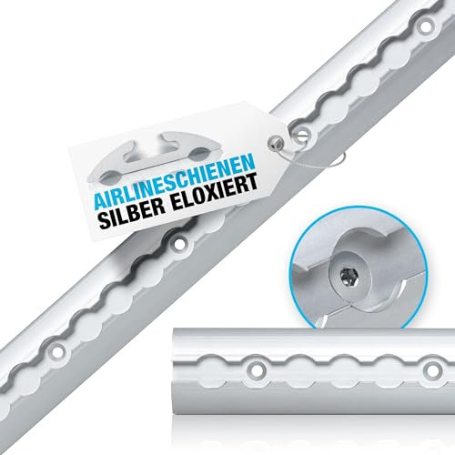 NTG Binario aereo in alluminio, 1975 mm, semicircolare, certificato TÜV, con fori, fissaggio del carico, barra di ancoraggio, per camion, camper, furgoni e rimorchi, argento anodizzato