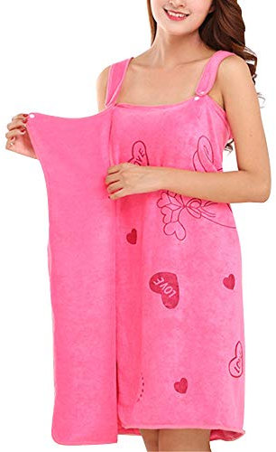 EBILUN Women Bathrobe Bath Towel Wrap Soft Wearable Water Absorbent Bathing Towel Skirt for Sauna Spa Shower Rose