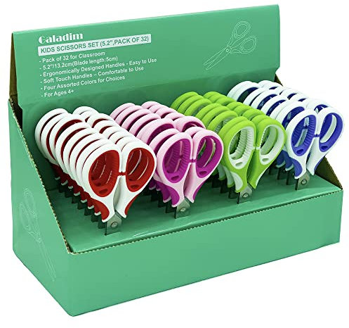 Galadim Kinderscheren (36 Stück, Spitzspitze, 14 cm) – 14 cm, weiche Spitze, für Schule, Studenten, GD-016-P-L (36 Stück)