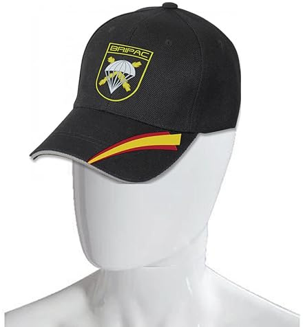 ECOMMUR Gorra Bripac Gorra de Cabeza Negra con Bandera de España y Merchandising Militar/policial
