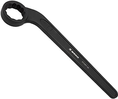 WEDO Chiave ad anello a percussione, 40 chiavi ad anello, in acciaio al cromo vanadio, SW 46 mm, lunghezza 370 mm, chiave inglese, nero, resistente alla corrosione