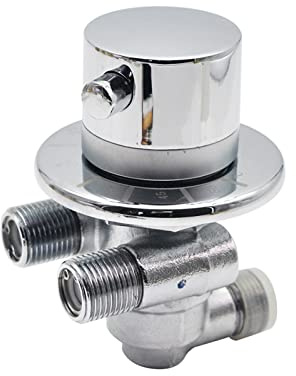 Upgrade G1/2 Solid Brass Thermostatic Shower Cartridge Valve Cold and Hot Mixing Mixer Tap Bath Thermostat Shower Faucet, Brass Valve Core, Whole Body Electroplating, for Bathroom Bathtub (Upgraded)