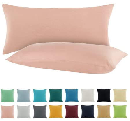 SHC by BaSaTex 2er Pack Jersey Kissenbezüge Kissenhüllen | Kopfkissenbezug aus 100% Baumwolle | 40x60 cm Nackenkissen Bezug | Farbe Altrosa Rosa