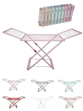 Jardin202 - Tendedero Plegable de Resina Incluye 20 Pinzas – Tendal Abatible Balcón para Interior y Exterior | Plegable (Rosa)