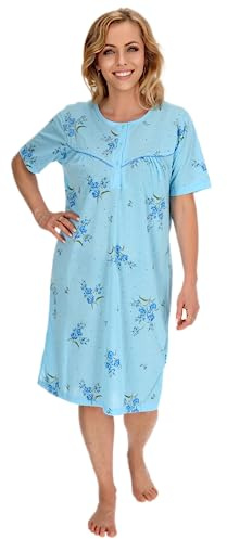 Schuerzenfabrik - Camicia da notte a maniche corte per donna, blu, rosa, viola, arancione con bottoniera, XXL