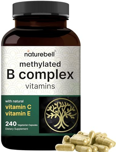 NatureBell Methylated B Complex Vitamins - 240 Vegetarian Capsules - High Bioavailability 12-in-1 Formula - for Immune Health & Energy Support* - Non-GMO & Gluten-Free