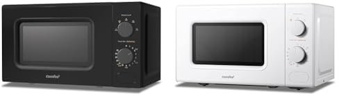 COMFEE' 700W 20L Black Microwave Oven With 5 Cooking Power Levels, Quick Defrost Function & 700W 20L White Microwave Oven With 5 Cooking Power Levels, Quick Defrost Function
