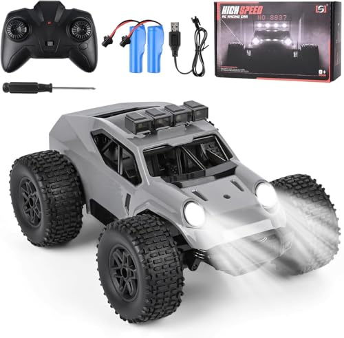 Comius Sharp Coche Teledirigido, Coche Teledirigido De Alta Velocidad 1/20 25km/H, Todo Terreno Todoterreno con Luces Led, Regalo para Niños De 7 A 14 Años(Gris)