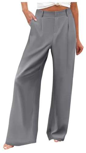 EJIMUQO Pantaloni A Palazzo Donna Jeans Bianco Vita Alta Maxi T Shirt Donna per Leggings Manica Lunga