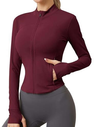 IECCP Ladies Tops Women Activewear Gym Running T-Shirts Long Sleeve Sport Workout Fitness Clothes Shirts & Tees Burgundy M