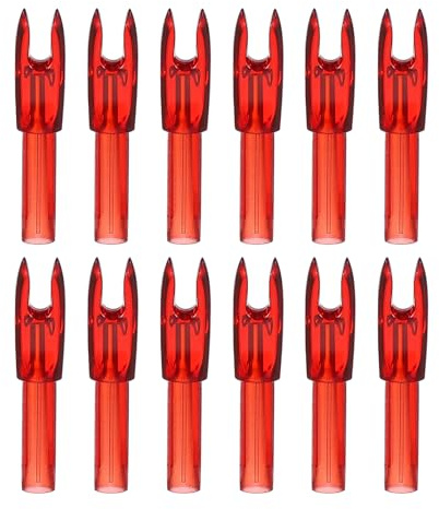 PATIKIL Archery Arrows Nocks 4.2mm, 12 Pack Plastic Insert Arrow Nock Replacement Arrow Tails for Hunting Shooting Compound Recurve Bow, Clear Red