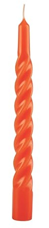 Bougies laquées tortillon diamètre 2,2 cm hauteur 21 cm – 6 pièces – Couleur citrouille/citrouille – Cereria Di Giorgio