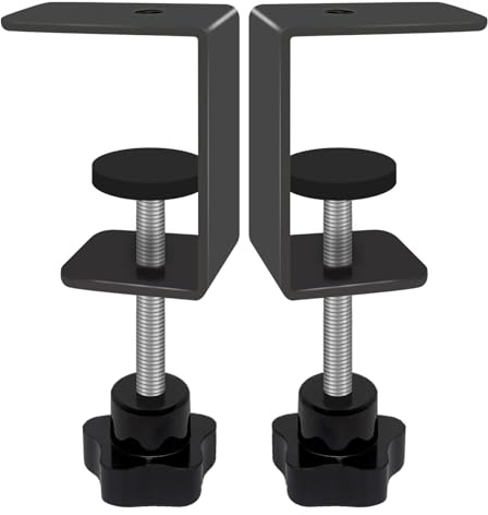 Jhanw 2-Pack Heavy Duty Adjustable C-Clamp with M8(0.31) Screw Hole - Steel Desk Clamp for Lamp, Microphone, Light Poles & Table | Multi-Purpose Clamps for Secure Mounting