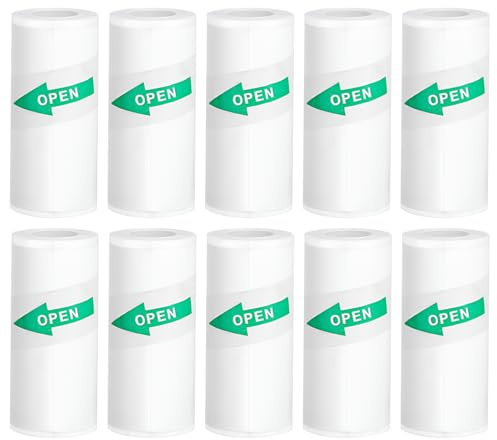 10 Rolls Thermal Printer Paper, Self-Adhesive Mini Printer Sticker Paper Roll, 57 x 25mm, Compatible with Most Mini Printers, Pocket Printers, Instant Cameras