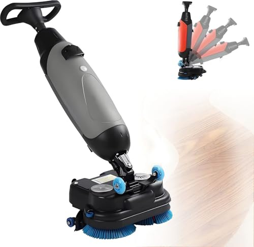 GEHPYYDS Walk-Behind Floor Scrubber Dryer - 17.7 Scrub Path, Dual 1.2 & 2 Gal Tanks, 13,000 Sqft/H Coverage, for Wood, Tile, Terrazzo, Marble & Cement Floors Grey