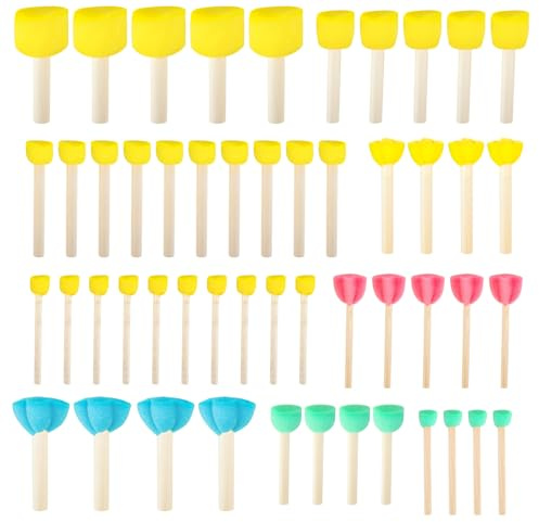 50 Pcs Pinceles Esponja de Pintura Cepillo Redondo