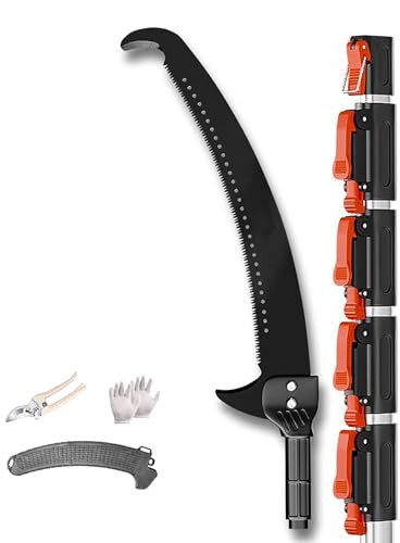 Aluminum Manual Tree Loppers with Telescopic Extension Pole - High Reach Pruner for Cutting and Trimming Trees, Shrubs, and Branches, Ideal for Yard and Garden Care,7.5m