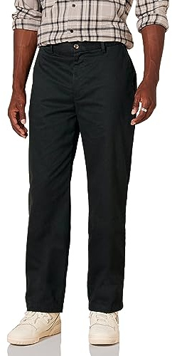 Amazon Essentials Men's Classic-Fit Wrinkle-Resistant Flat-Front Chino Pant (Available in Big & Tall), Black, 34W x 32L