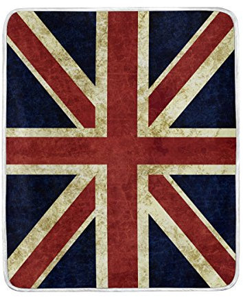 Use7 Weiche warme Decke mit Motiv der englischen Flagge, für Bett, Couch, Sofa, leicht, für Reisen, Camping 127 cm x 152,4 cm, Überwurf, Größe für Kinder, Jungen, Frauen