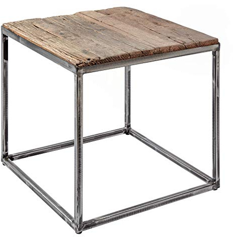 invicta INTERIOR Industrial Beistelltisch Barracuda 40cm recyceltes Holz mit geflexten Beinen Holztisch Tisch Couchtisch