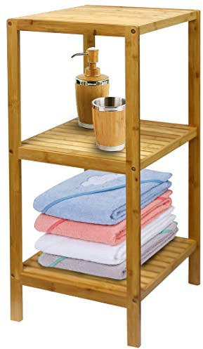 MASMAS Estantería de Bambú 3 Plantas Repisa Baño Sala Cocina de 3 Pisos Estante de Pie 3 Baldas Decorativo para el Hogar