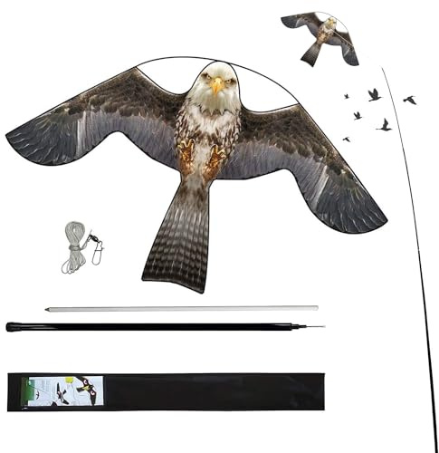 Flyonte Telescopic Bird Control Kite, 4m Extendable Pole for Garden, Yard, Lawn, Farm and Field