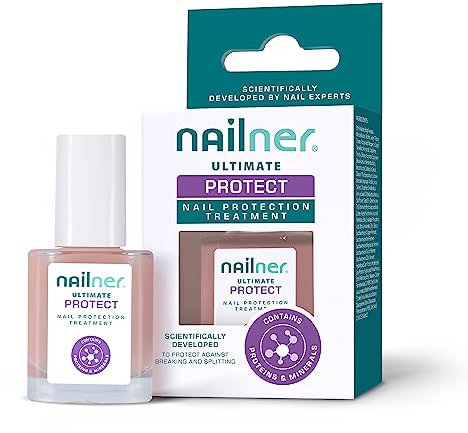 Nailner Ultimate Nail Protection Treatment – Nail Polish Strengthener for Damaged Nails Scientifically Developed to Protect Against Breaking & Splitting – Glossy Rose Nail Varnish Strengthener – 10ml