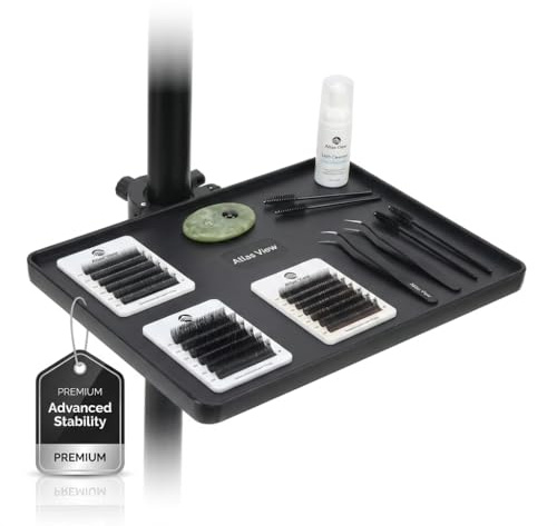 Atlas View Durable Lash Tray for Ring Light - Spa Ring Light Adjustable Tray for Lash Artists, Estheticians & Tattoo Supplies - Lash Tray Holder with Phone & iPad Slots for an Organized Workspace