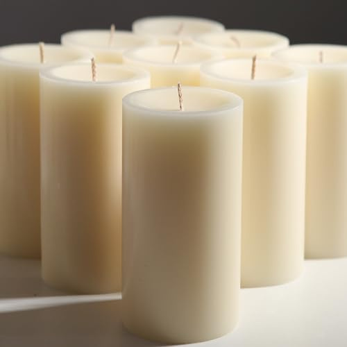 MOSROAD Set of 12 Ivory Pillar Candles - 2.8x6 inch Hand-Poured Large Pillar Candle | 75 Hours Burn Time | Unscented Candles | Dripless and Smokeless | Perfect for Wedding, Parties, Spas, Home Decor