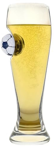 Bar Bespoke Calcio Pilsner in vetro, 24 cm di altezza, capacità 400 ml, in cristallo, in resina sospesa