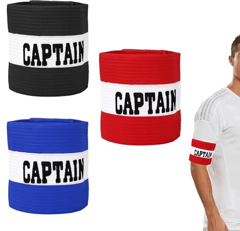 3PCS Captains Armband Adjustable Football Captain Arm Band Kids Multicolor Elastic Sports Arm Band Captain Armbands Arm Bands for Football Training, Adult & Youths