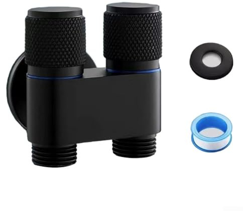 Grifo de fregadero 1 en 2 salidas G1/2 Grifos de doble control para lavabo de inodoro, válvula triangular, válvula de control de agua, grifo de cocina y baño, válvula de grifo de fregadero (negro)
