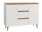Meblowa1, Kommode, Schrank mit 3 Schubladen, Aufbewahrungsschrank 2 Türen zum Öffnen, Schubladenschrank 120x91,5x40 cm, Möbel für Wohnzimmer und Schlafzimmer, Weiß – Craft-Eiche, 60 Kg