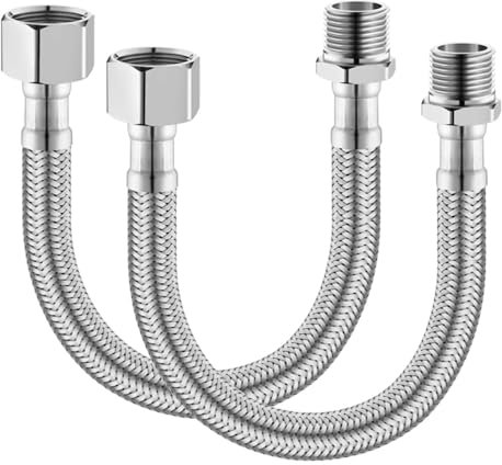 2 Stück Flexschlauch 3/8 Zoll, Überwurf und Außengewinde,Verbindungsschlauch mit Edelstahlumflechtung, Flexschlauch DN8 Verbindungsschlauch für Armatur Sanitär Schlauch mit Trinkwasserzulassung (30cm)