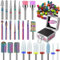 Depvko 25PCS Nagelfräser Aufsätze Bits Set mit rosa Halter & 50PCS Schleifbändern in 8 Farben, Karbid-Keramik-Diamant-Nagelbohrer, 3/32'' fräser bit für gelnägel zum Entfernen von Acryl-Poly-Nagelgel