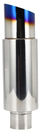 Vocdikficy Voiture Universel en Acier Inoxydable Tuyau D'éChappement Carré Silencieux Queue Gorge Silencieux Astuce Tuyau 370Mm RôTi Bleu