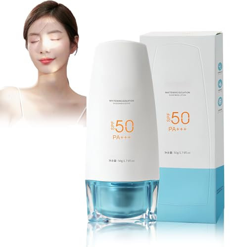 Crème solaire pour le visage SPF 50, écran solaire 50, pour 48 h d'hydratation, crème solaire imperméable, contre les rayons UVA/Uvb, convient pour femme, été, natation, camping, shopping 50 g (bleu