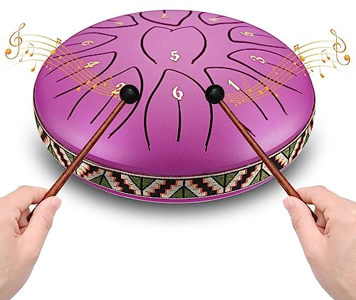 Steel Tongue Drums 6 Pouces 11 Tons Tambour à langue, D Key Instrument de Percussion avec livre de Musique Baguettes Touche et Sac Relax Drum Pour Méditation l'éducation Musicale