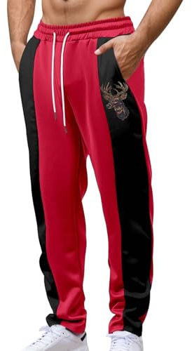 Pantaloni da jogging casual con elastico in vita, design a contrasto di colore, comodi pantaloni della tuta elasticizzati dalla vestibilità atletica, per l'uso quotidiano e per esercizi leggeri/1