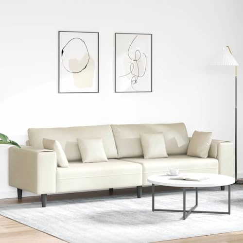 Faucqir Soffa grädde 250 x 77 x 76 cm sammet modern hörnsoffa med fjäderkudde, stabil plywoodkonstruktion, fyrkantiga armstöd, för vardagsrum och gästrum