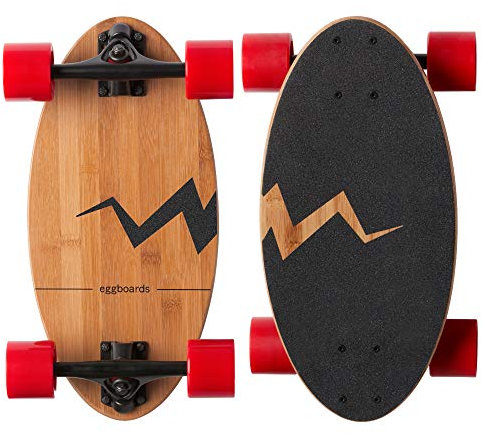 Eggboards Mini Longboard Das Original - Cruiser Skateboard aus Bambusholz für Erwachsene und Kinder Leicht zu tragen, reibungslos zu fahren