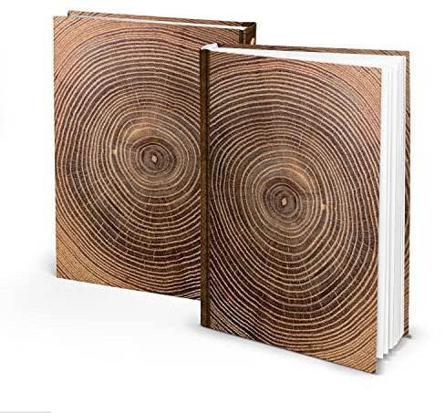 Logbuch-Verlag Großes Notizbuch Tagebuch in Holzoptik weiße Seiten vintage Geschenk Journal Buch Jahresringe DIN A4 Geschenkbuch