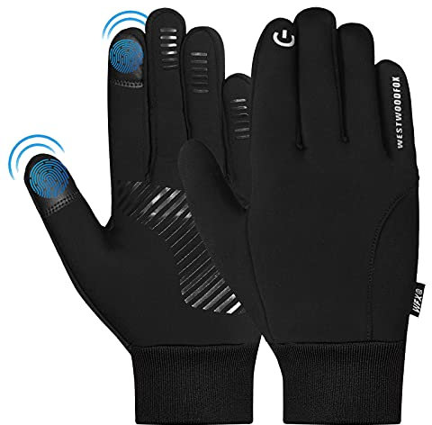 WESTWOOD FOX Winter Fahrradhandschuhe Touchscreen Handschuhe Winddicht Herren Damen Thermo rutschfeste Laufhandschuhe Warmes Fleecefutter für Wandern Fahren Klettern Reiten Skifahren (Schwarz, S)