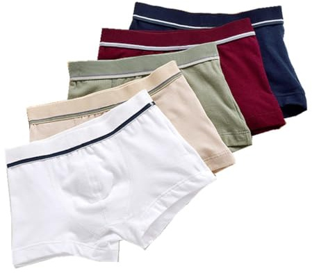 Garçons Boxers Briefs,Coton Enfants sous-vêtements Shorts Briefs, Lot de 5 sous-vêtements de Garçon Boxer Slip en Coton Culotte Pantalon 2-20 Ans(Couleur Unie,12-14 Ans)