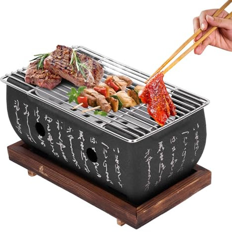 Parrilla de Barbacoa de Estilo Japonés, Parrillas de Carbón de Aleación de Aluminio de 24×12.5×11.5 cm Parrilla de Barbacoa Japonesa PortáTil Estufa de Barbacoa Pequeña con Parrilla Malla