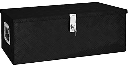 Aufbewahrungsbox, MOONAIRY Abschließbare Box, Alu Box, Metal Box, Transportkiste, Werkzeugbox, Metallkiste, Alukiste, Schwarz 80x39x30 cm Aluminium