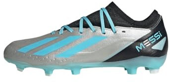 adidas Unisex X Crazyfast Messi.3 Firm Ground Boots Fußballschuhe, Silver Metallic/Blue/Core Black, 47 1/3 EU