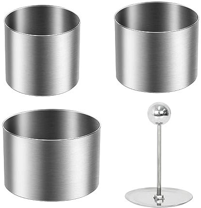Tolenre Kuchenring Formen Edelstahl Mousse-Ring-Set Dessertringe Silber Kochringe 3 Stück Verschiedene Größe Runde Speiseringe Kuchenringe mit Heber Backen Werkzeug für Gebäck Nachtisch Keks