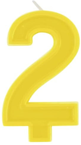 Unique 11792 - Birthday Candle - 9 cm - Raised Border Shape - Number 2 - Yellow Colour - 1 Count (Pack of 1)
