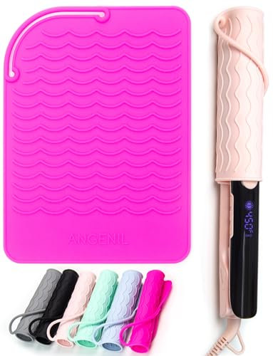ANGENIL Tappetino Silicone Resistente al Calore per Ferro Arricciacapelli, Custodia Silicone per Piastra Capelli, Tappetino Piastra Capelli da Viaggio, Tappetino Termico per Piastra, 23 cm x 17 cm